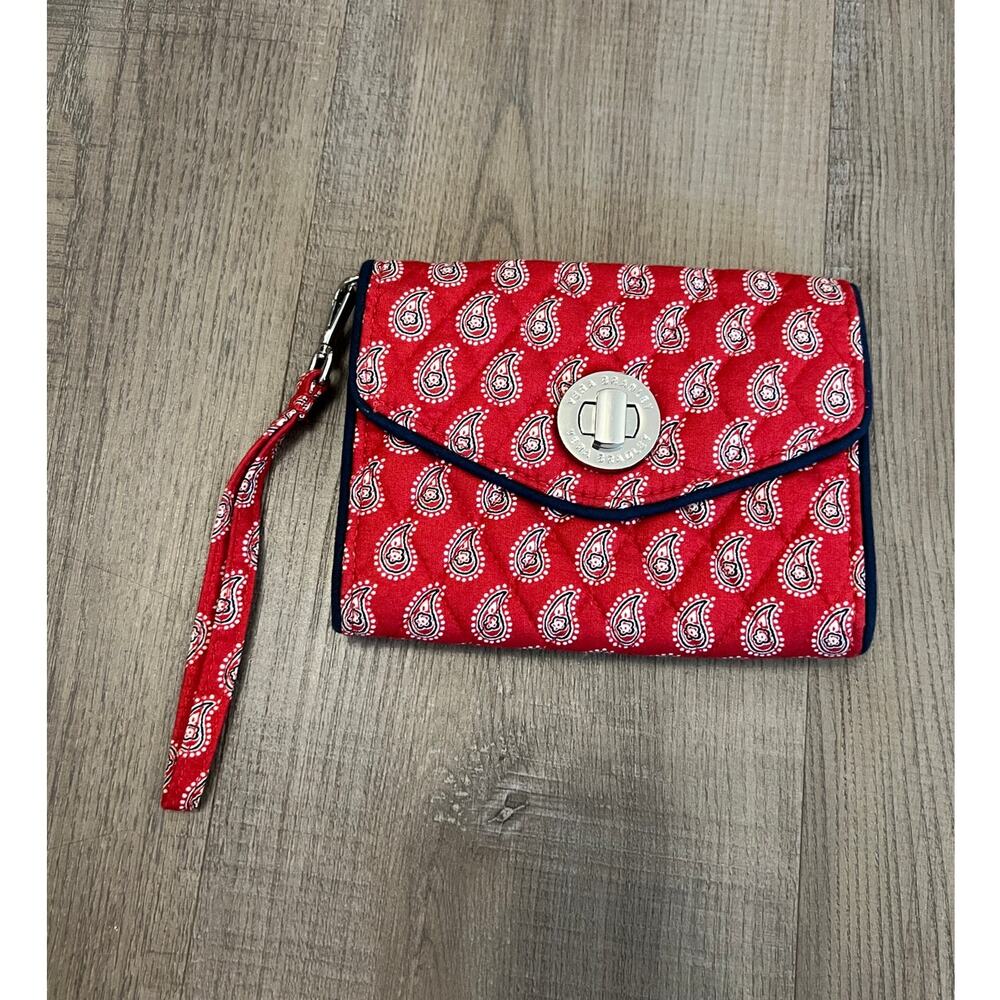 Vera Bradley Turnlock Wristlet Wallet Petite Red Bandana Paisley